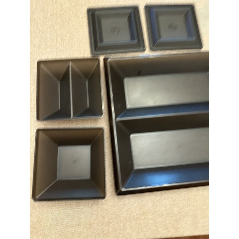 Tupperware #1385 #1386 Smoke Black Get Together Buffet Tray 5 Pieces